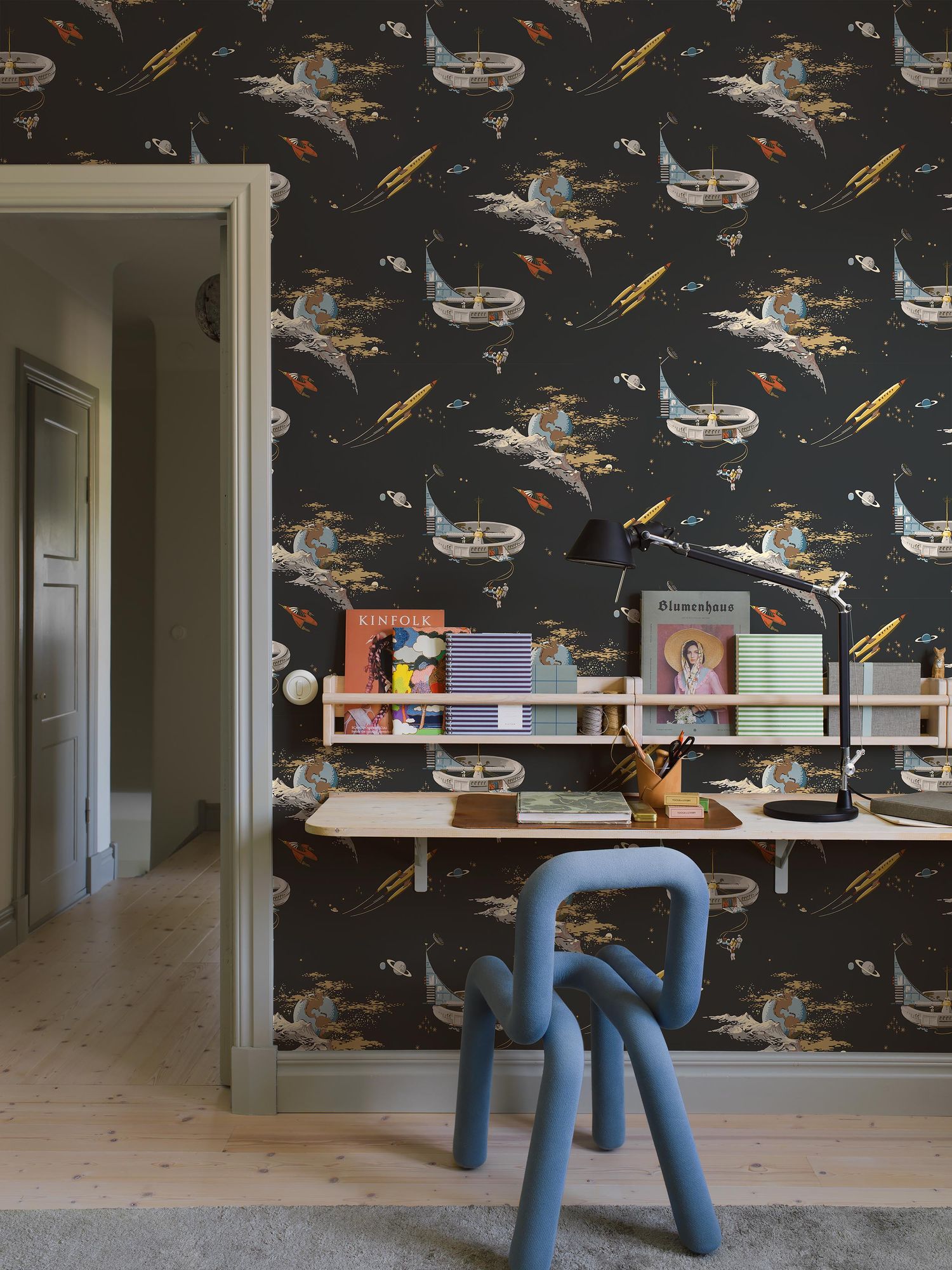 8155 Space Adventure Black Wallpaper by Boråstapeter