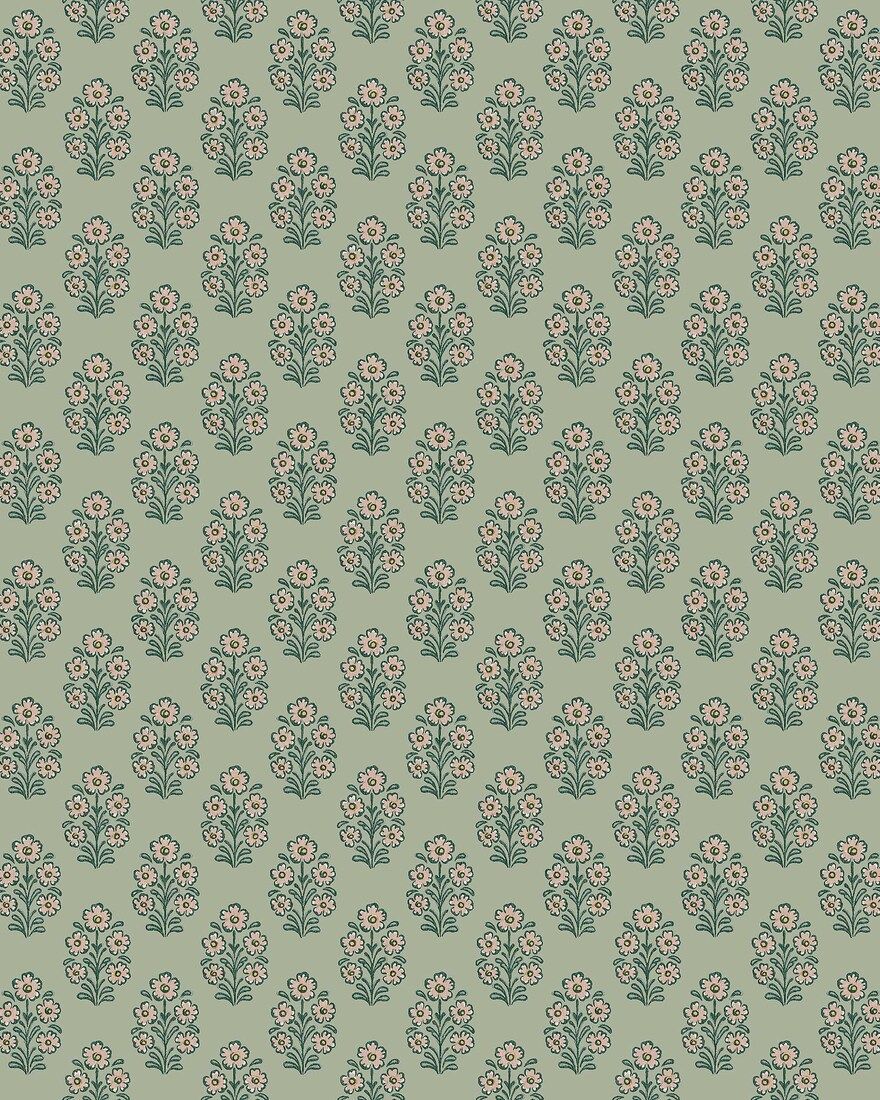 8168 Sibylla Dark Green Charm Wallpaper by Boråstapeter