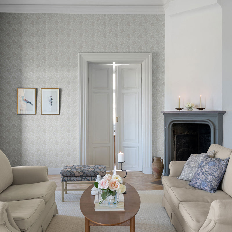 82001 Anemone Hidden Treasures White Beige Wallpaper By Galerie