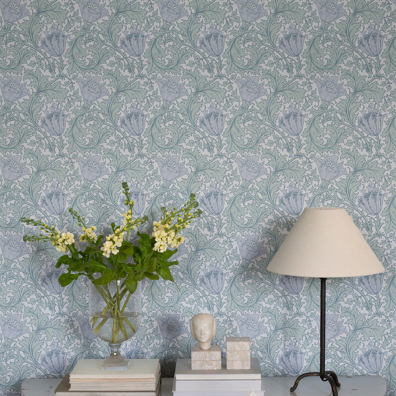 82003 Anemone Hidden Treasures Light Blue Wallpaper By Galerie