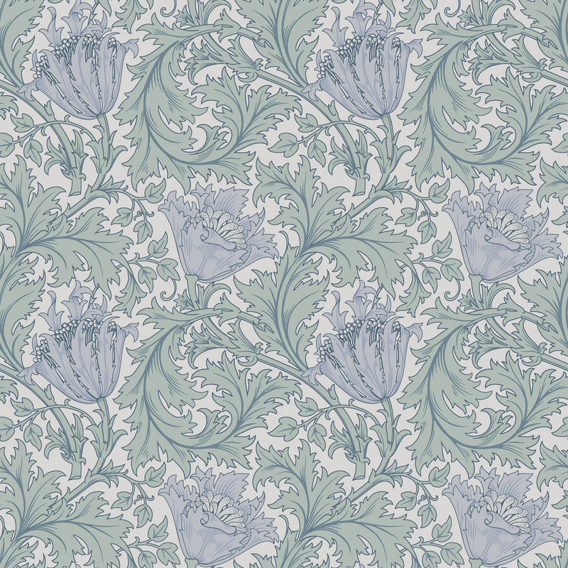 82003 Anemone Hidden Treasures Light Blue Wallpaper By Galerie