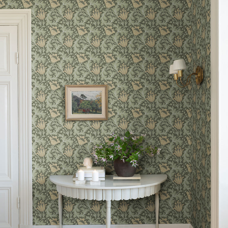 82004 Anemone Hidden Treasures Green Yellow Wallpaper By Galerie