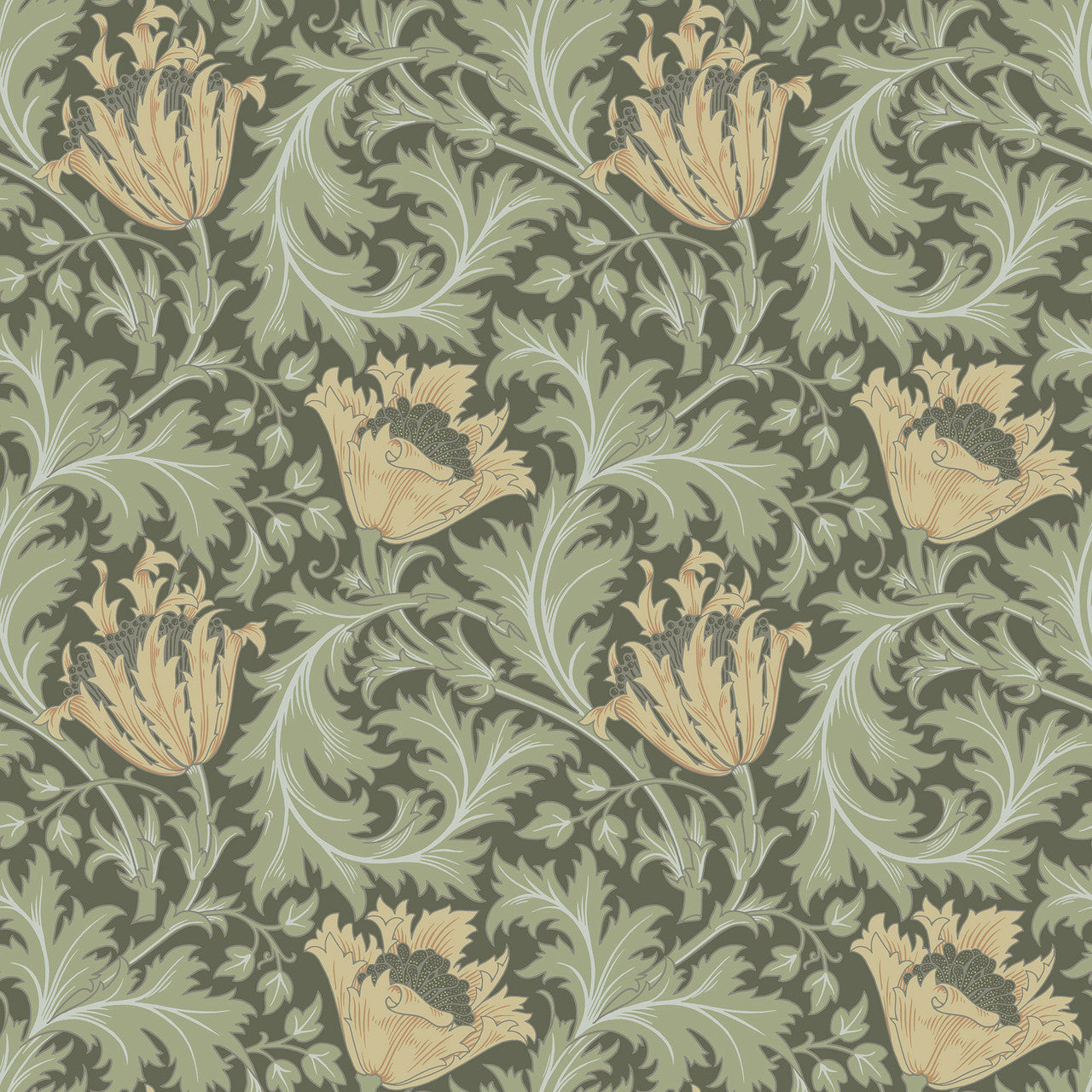 82004 Anemone Hidden Treasures Green Yellow Wallpaper By Galerie