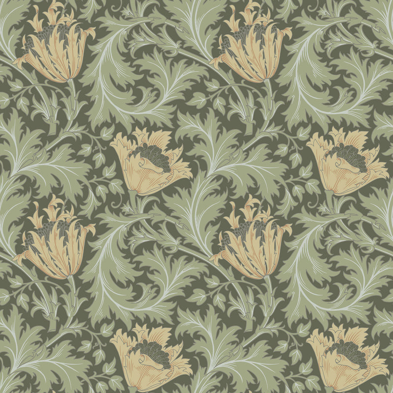82004 Anemone Hidden Treasures Green Yellow Wallpaper By Galerie