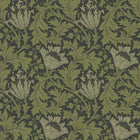82005 Anemone Hidden Treasures Green Black Wallpaper By Galerie