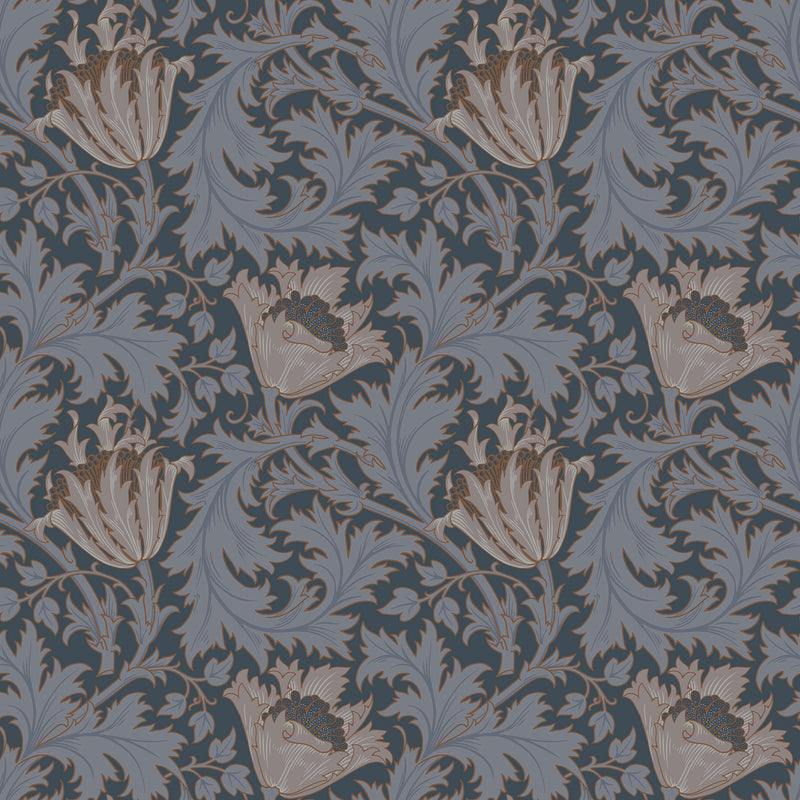 82006 Anemone Hidden Treasures Blue Red Wallpaper By Galerie