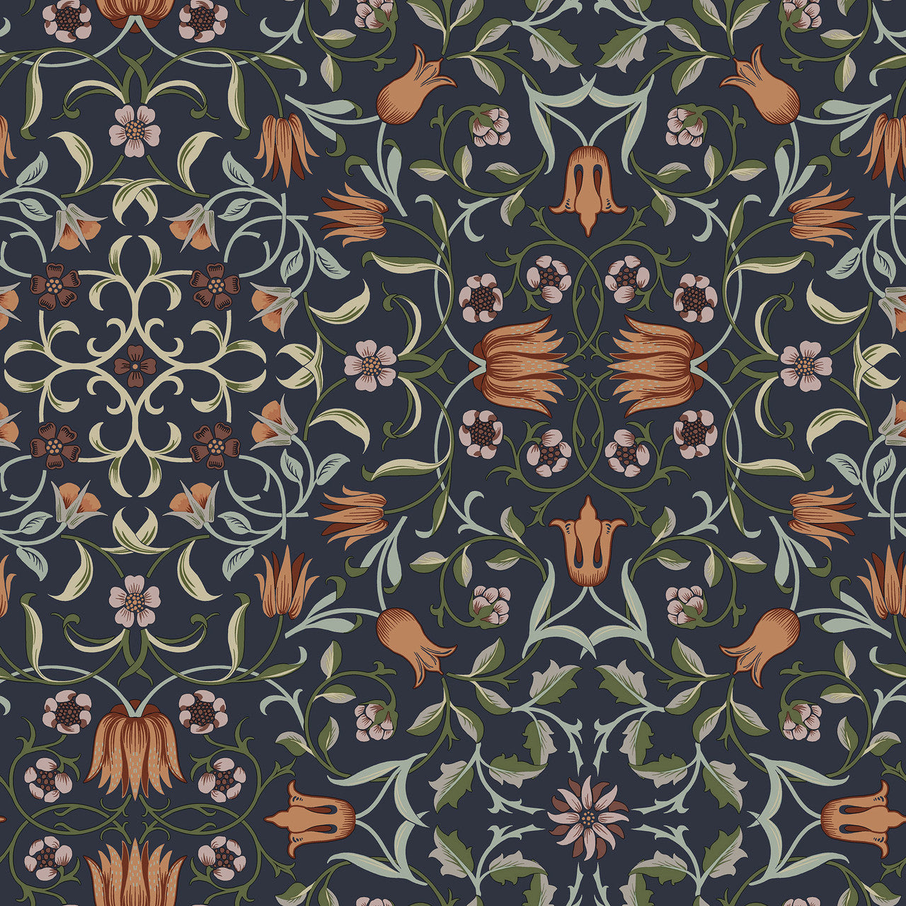 82010 No 1 Holland Park Hidden Treasures Blue Red Wallpaper By Galerie