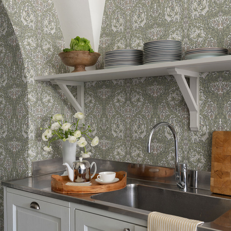 82023 African Marigold Hidden Treasures Green Wallpaper By Galerie