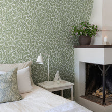 82028 Oak Tree Hidden Treasures White Green Wallpaper By Galerie