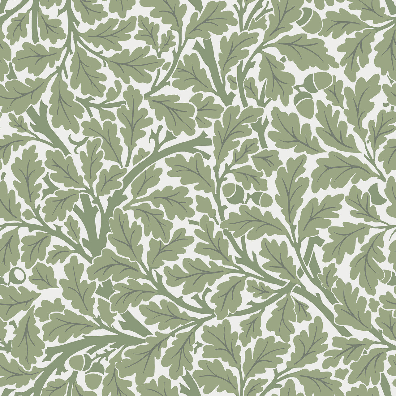 82028 Oak Tree Hidden Treasures White Green Wallpaper By Galerie