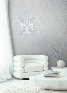 82091 Grey Damask Wallpaper Industrial Effects By Galerie