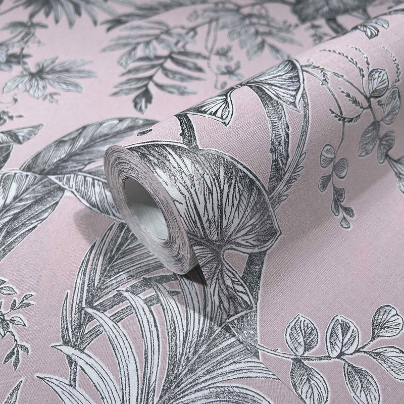 82339 Palm Leaf The New Design Book Rose and Silver Wallpaper By Galerie