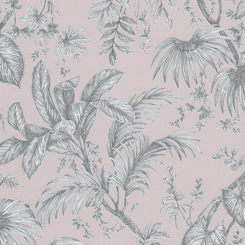 82339 Palm Leaf The New Design Book Rose and Silver Wallpaper By Galerie