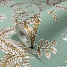 82341 Palm Leaf The New Design Book Green and Gold Wallpaper By Galerie