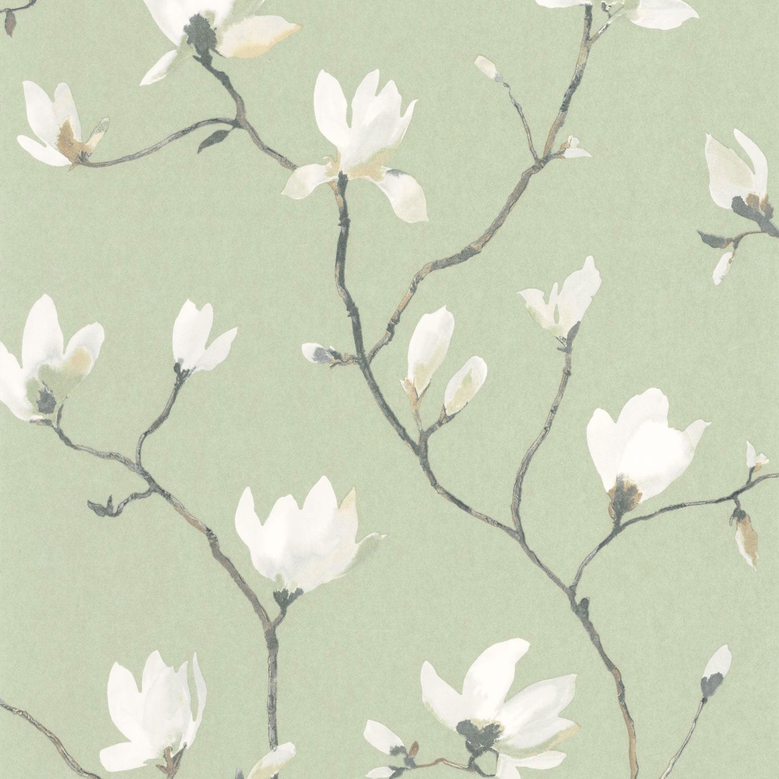 Suzhou Vert Sauge Gardens Wallpaper by Casadeco