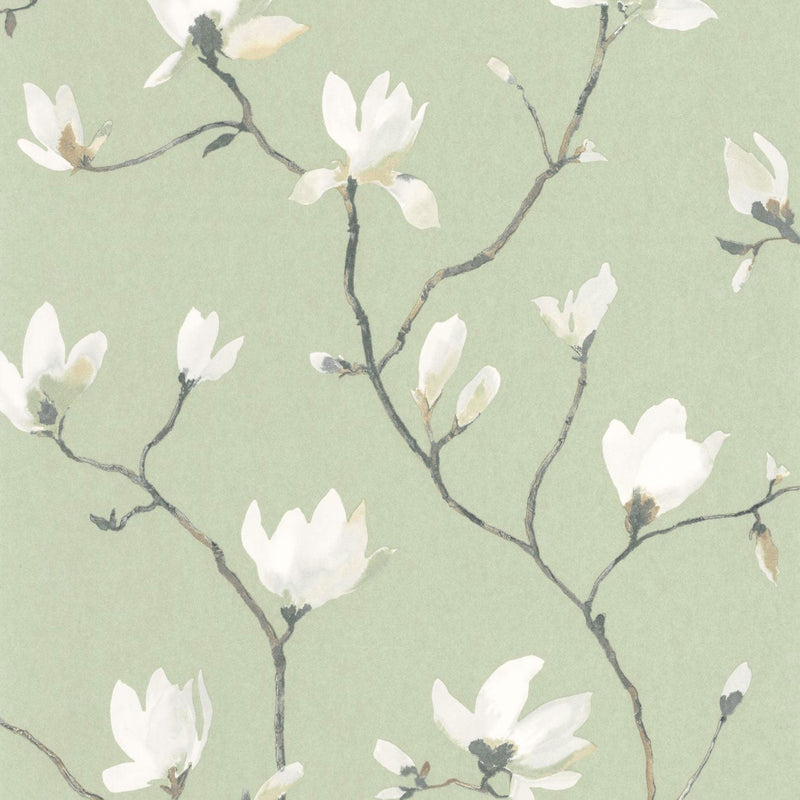 Suzhou Vert Sauge Gardens Wallpaper by Casadeco
