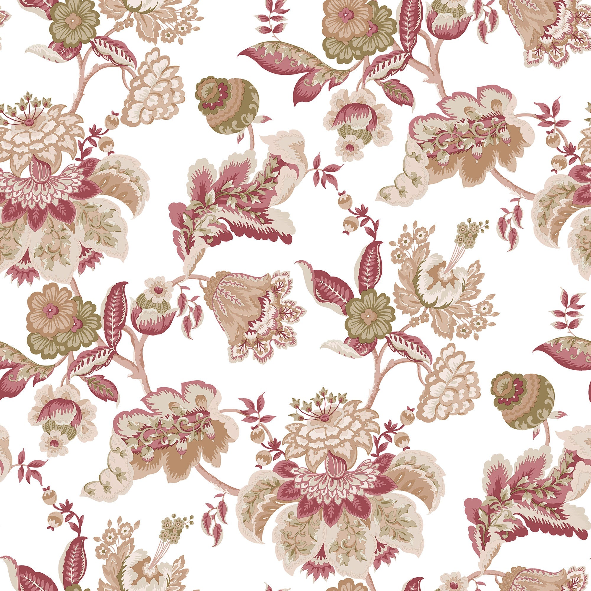 Jacobin Garden Red Blooming Garden Wallpaper by Galerie