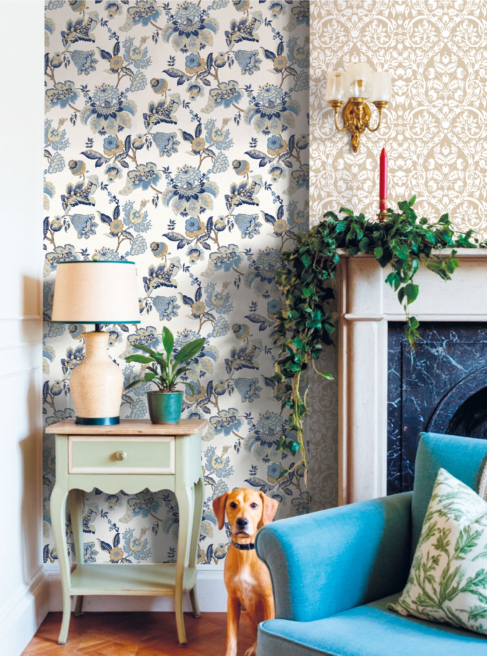 Jacobin Garden Blue Blooming Garden Wallpaper by Galerie