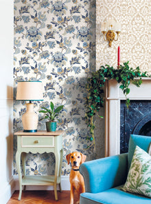 Jacobin Garden Blue Blooming Garden Wallpaper by Galerie