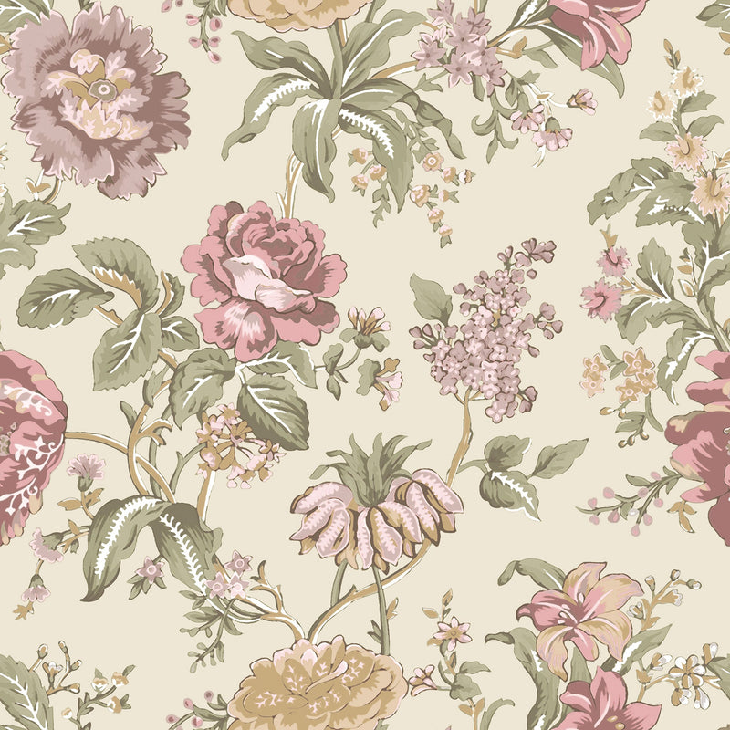 Oriente Garden Pink Blooming Garden Wallpaper by Galerie