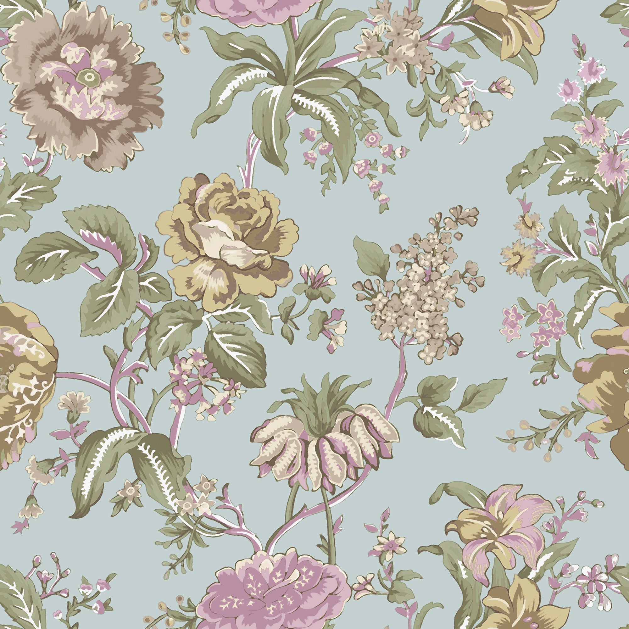 Oriente Garden Beige/light Blue Blooming Garden Wallpaper by Galerie