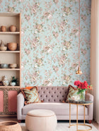Rose Victoria Garden Light Green Blooming Garden Wallpaper by Galerie