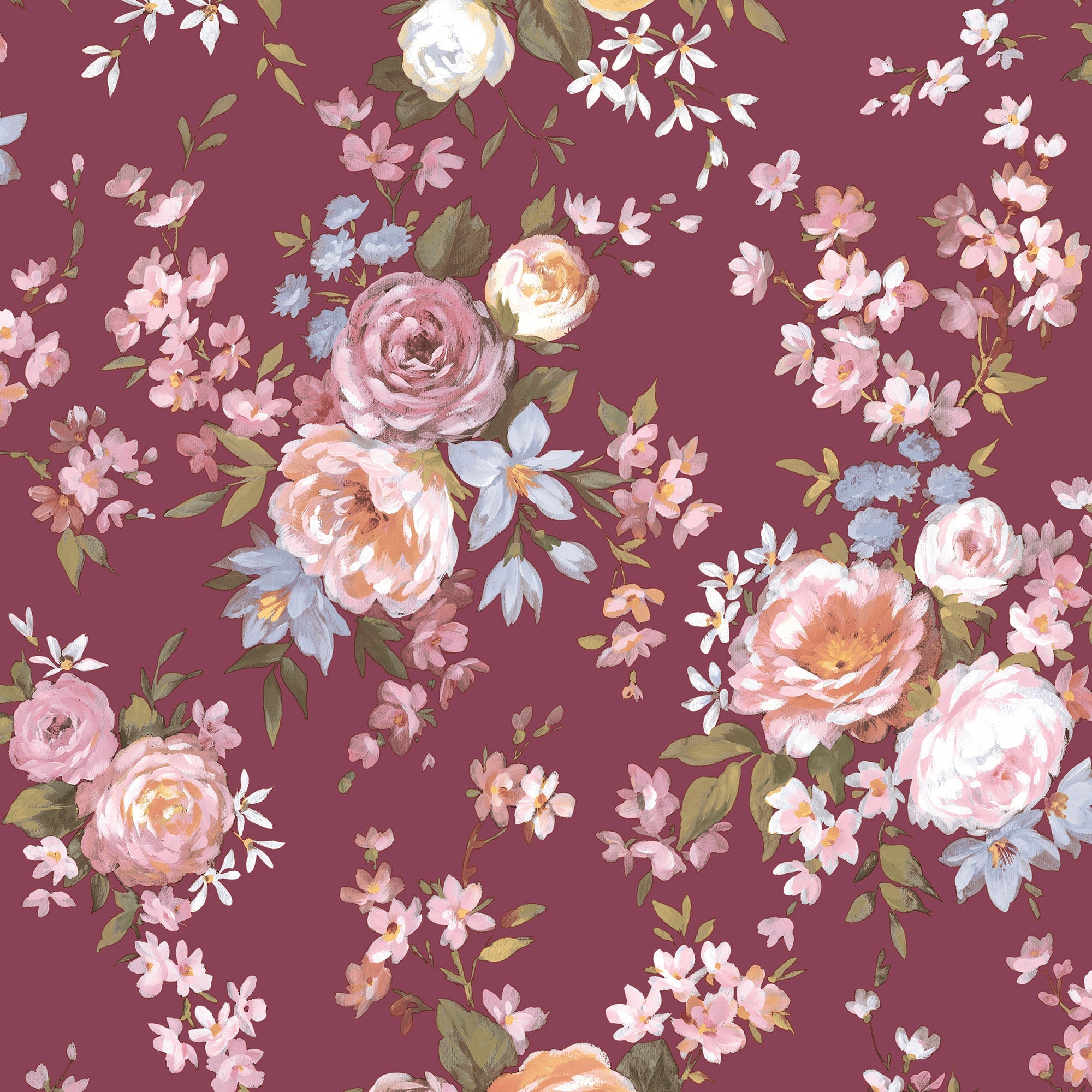Rose Victoria Garden Red Blooming Garden Wallpaper by Galerie
