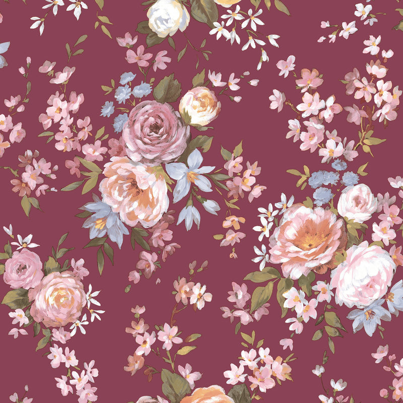 Rose Victoria Garden Red Blooming Garden Wallpaper by Galerie