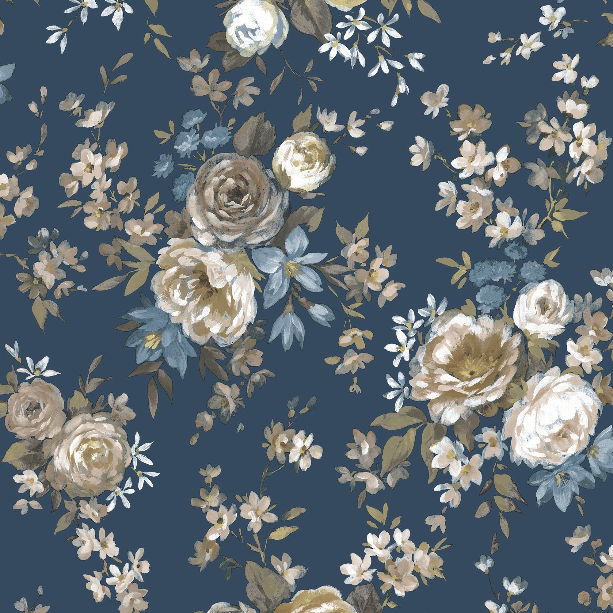Rose Victoria Garden Blue Blooming Garden Wallpaper by Galerie