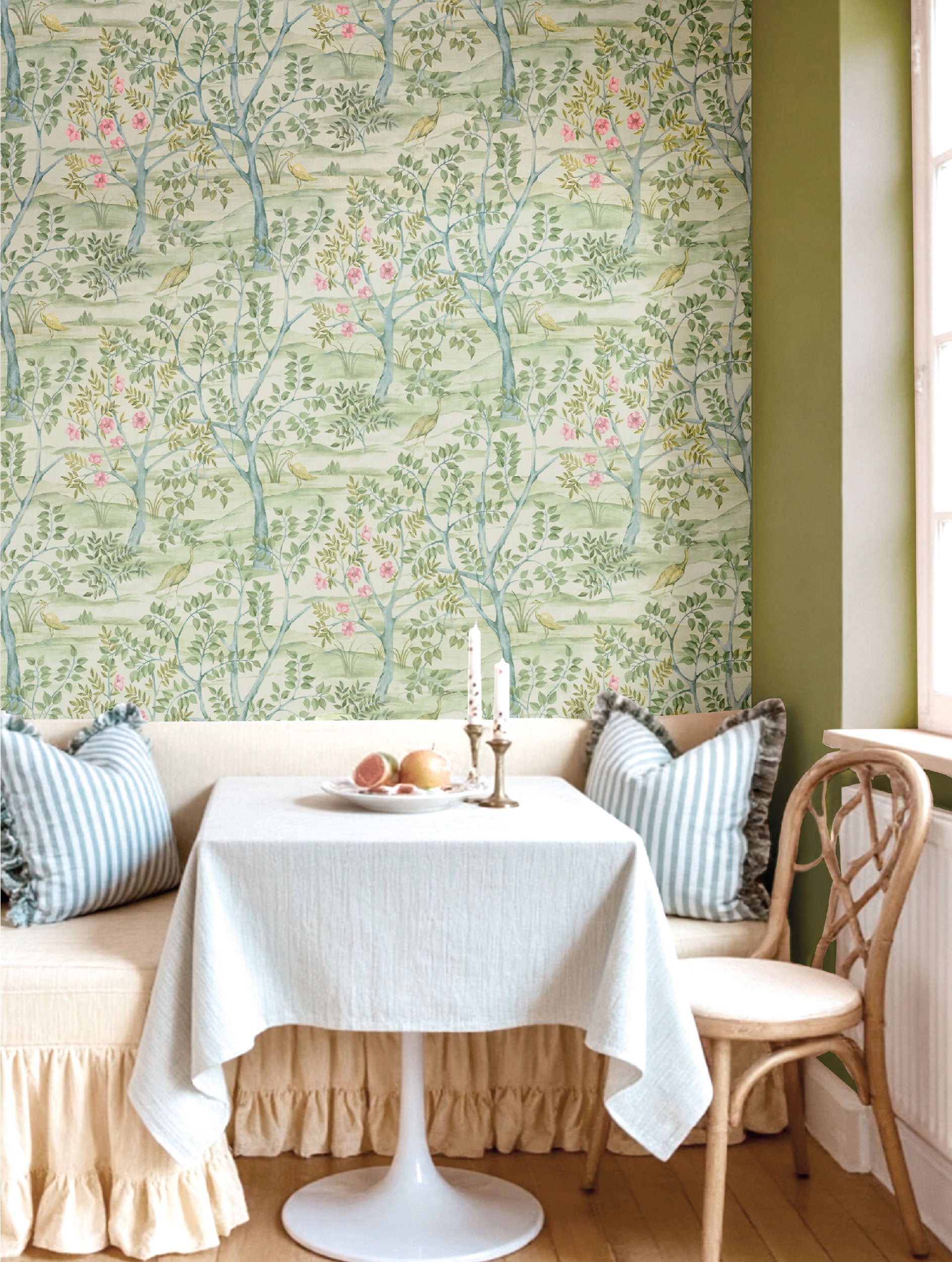Albero Garden Light Green Blooming Garden Wallpaper by Galerie