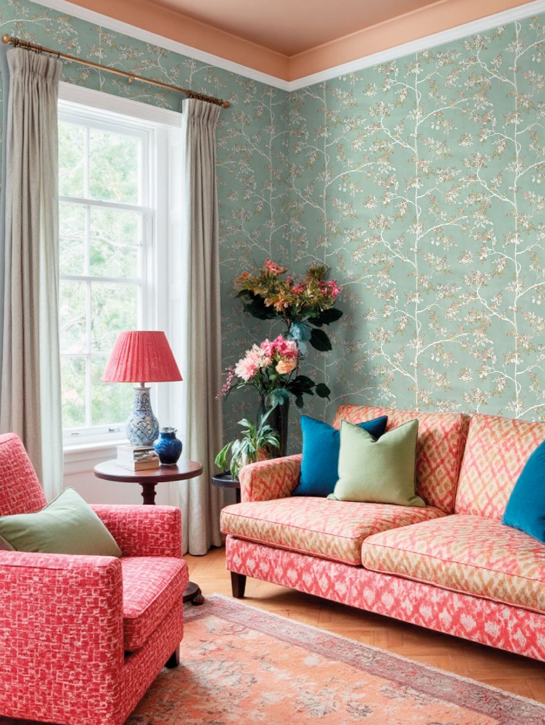 Pesco Garden Light Blue Blooming Garden Wallpaper by Galerie