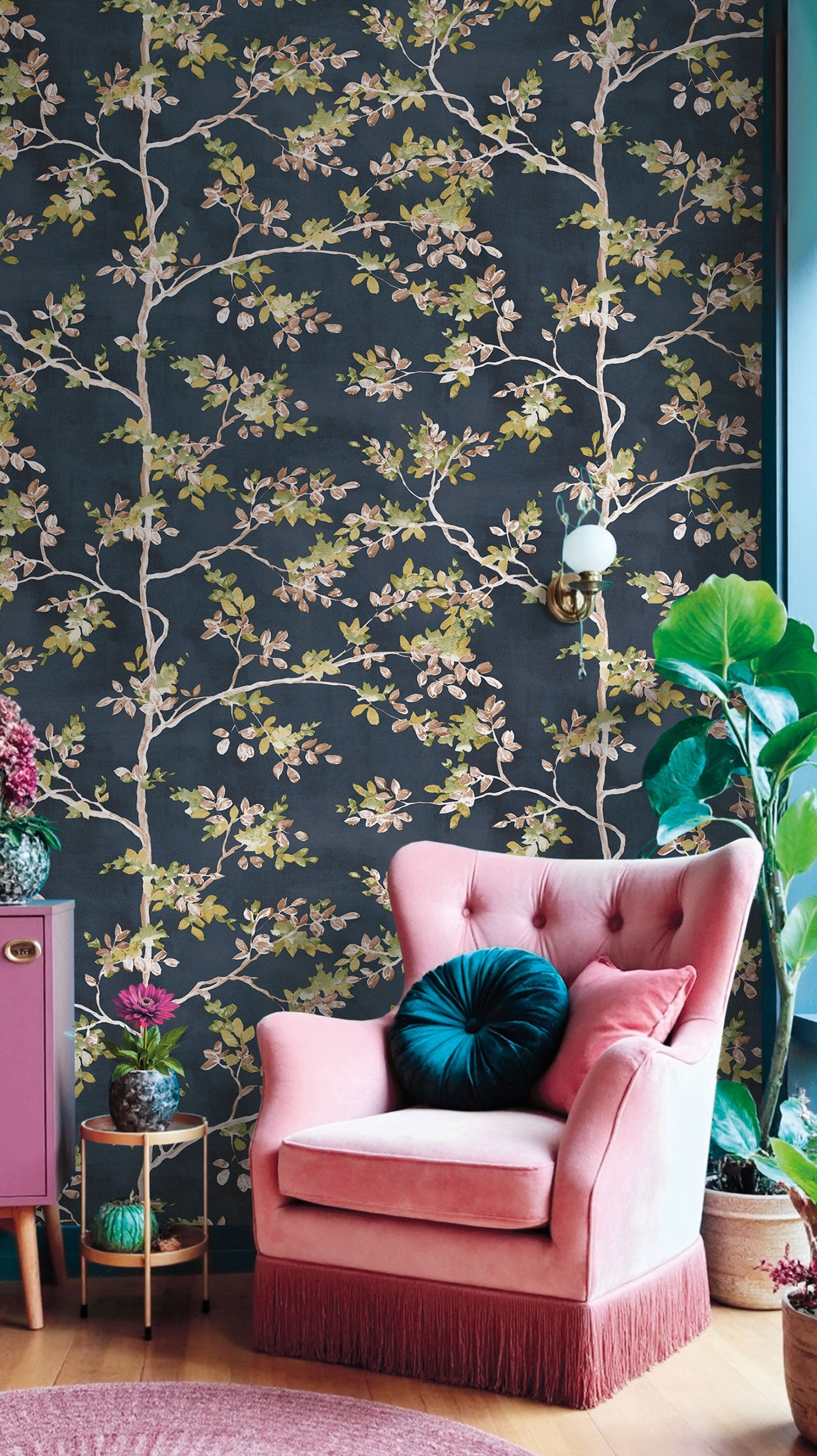 Pesco Garden Blue Blooming Garden Wallpaper by Galerie