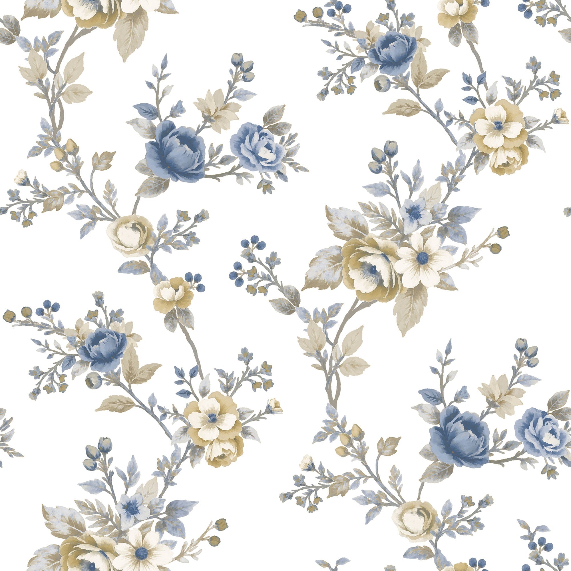 Soffio Garden Blue Blooming Garden Wallpaper by Galerie