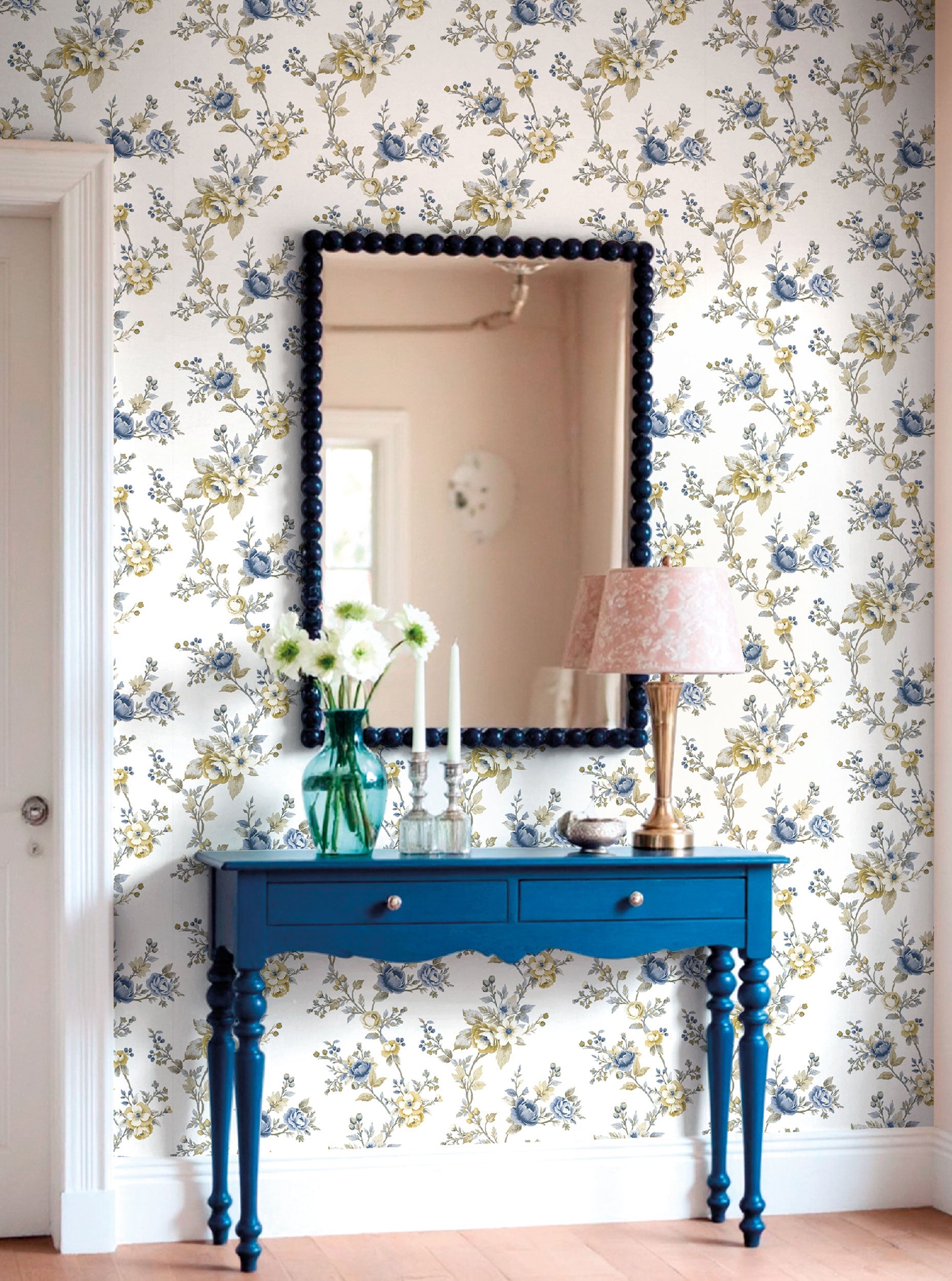 Soffio Garden Blue Blooming Garden Wallpaper by Galerie