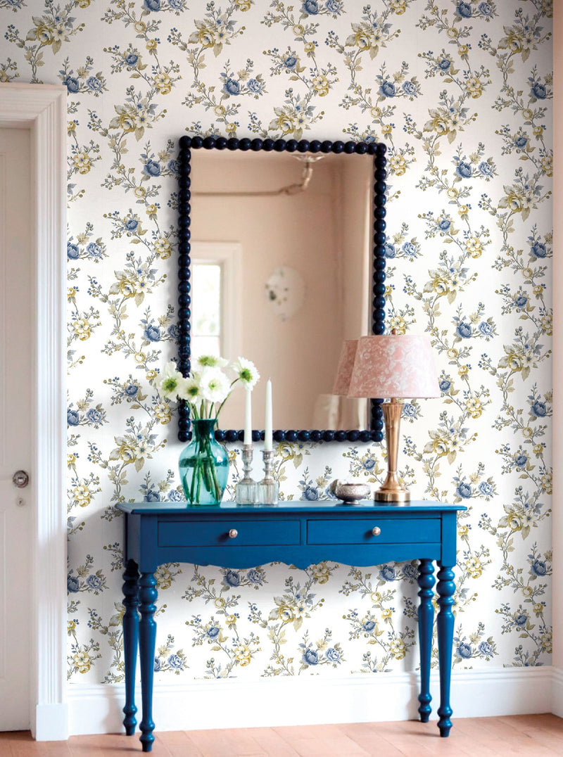 Soffio Garden Blue Blooming Garden Wallpaper by Galerie