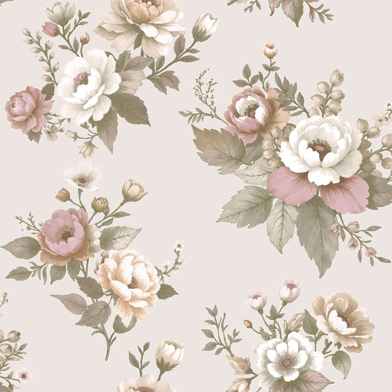 Vintage Garden Pink Blooming Garden Wallpaper by Galerie