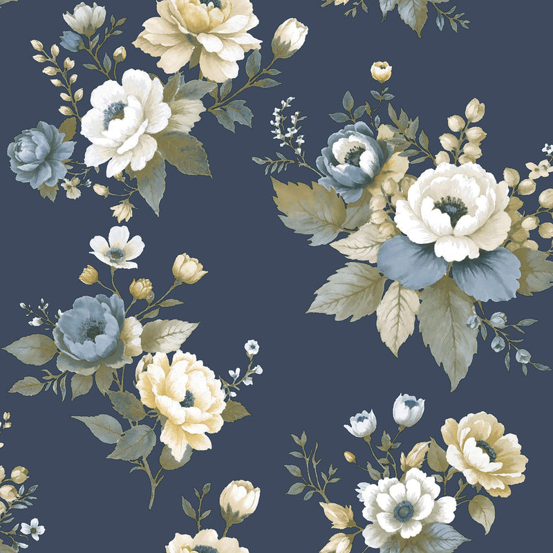 Vintage Garden Blue Blooming Garden Wallpaper by Galerie