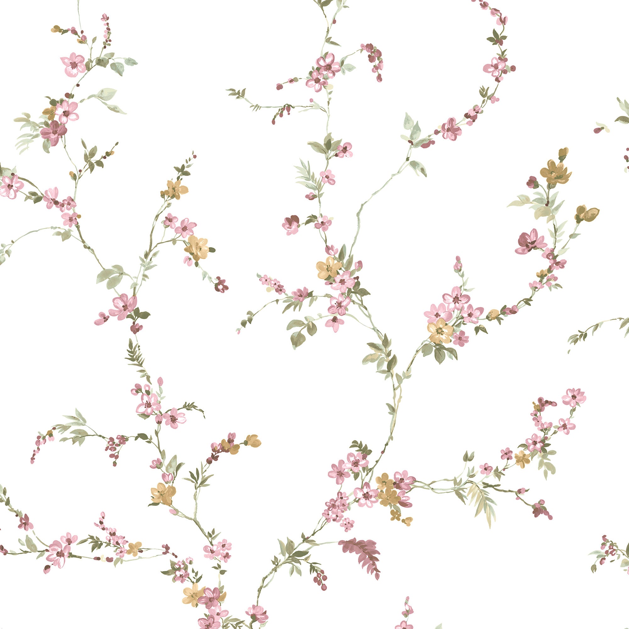 Fiorellino Edra Pink Blooming Garden Wallpaper by Galerie