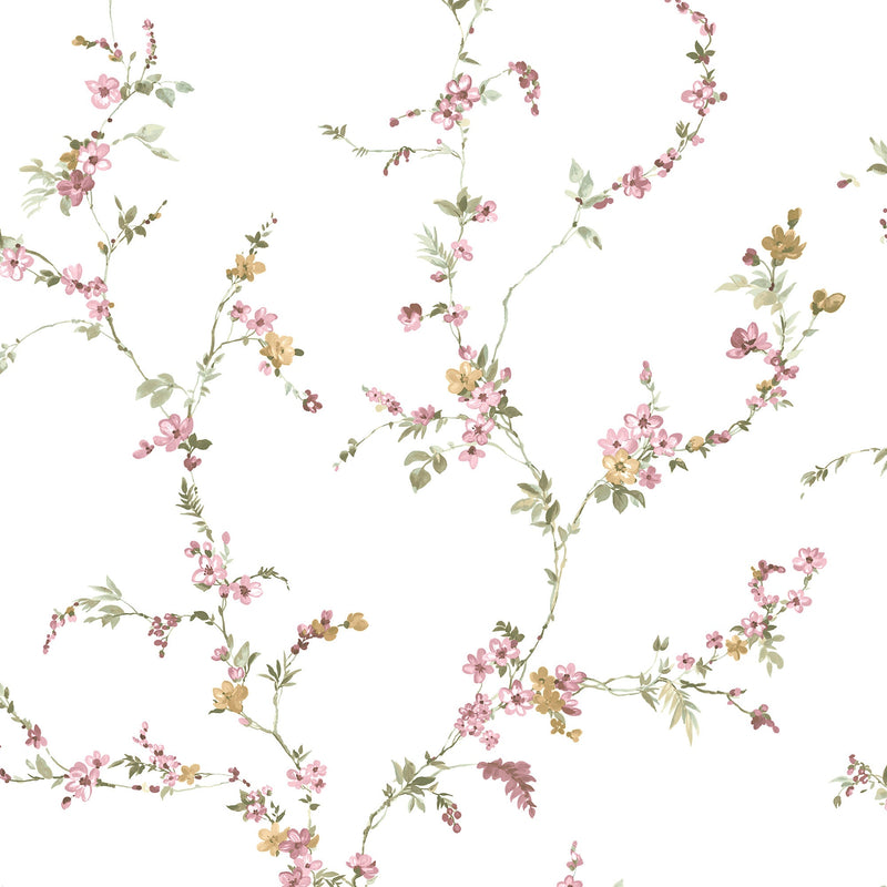 Fiorellino Edra Pink Blooming Garden Wallpaper by Galerie