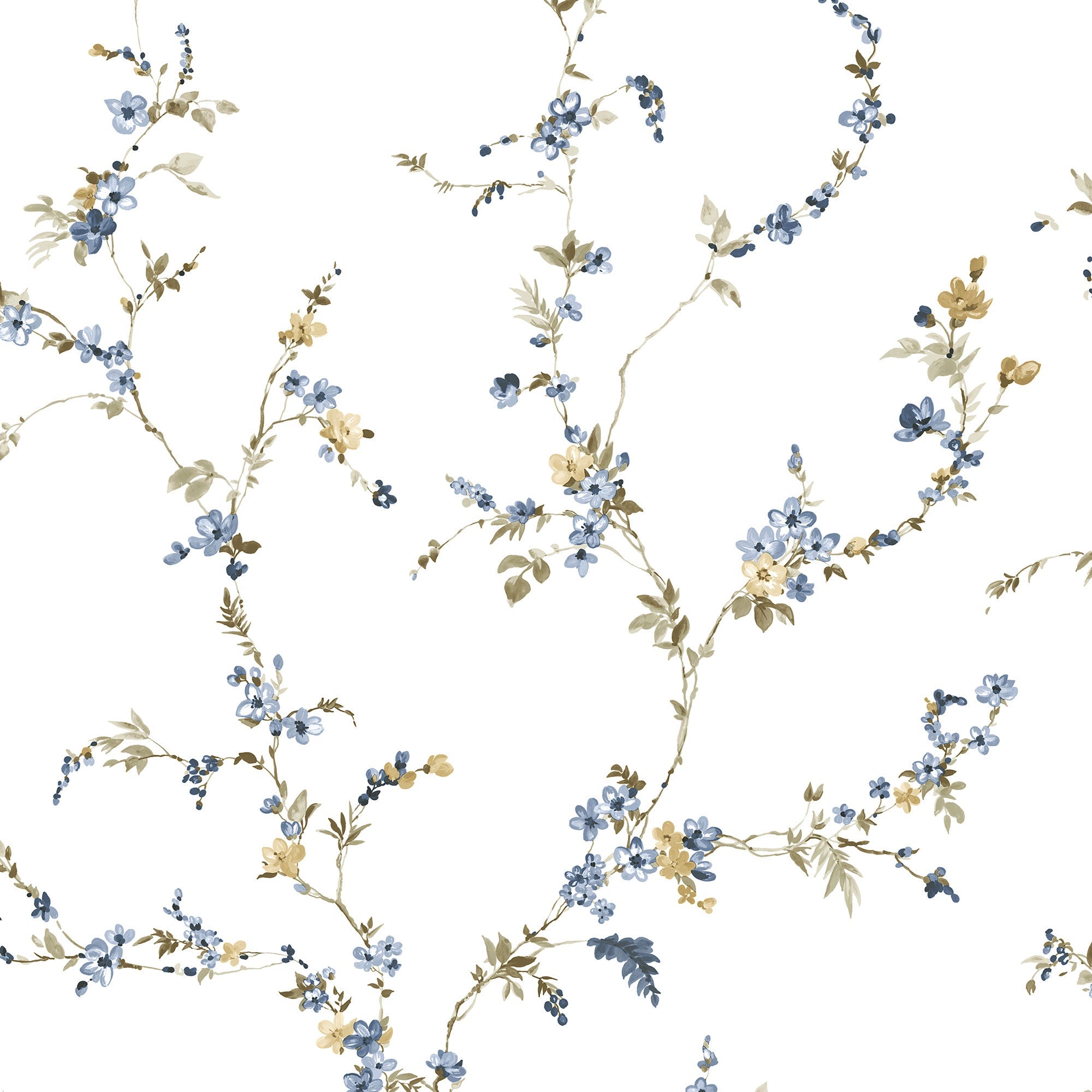 Fiorellino Edra Blue Blooming Garden Wallpaper by Galerie