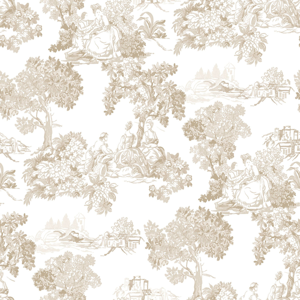 Toile Garden Beige Blooming Garden Wallpaper by Galerie
