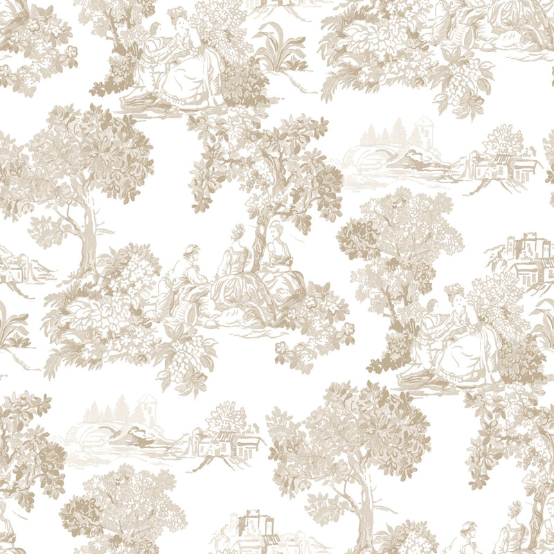 Toile Garden Beige Blooming Garden Wallpaper by Galerie