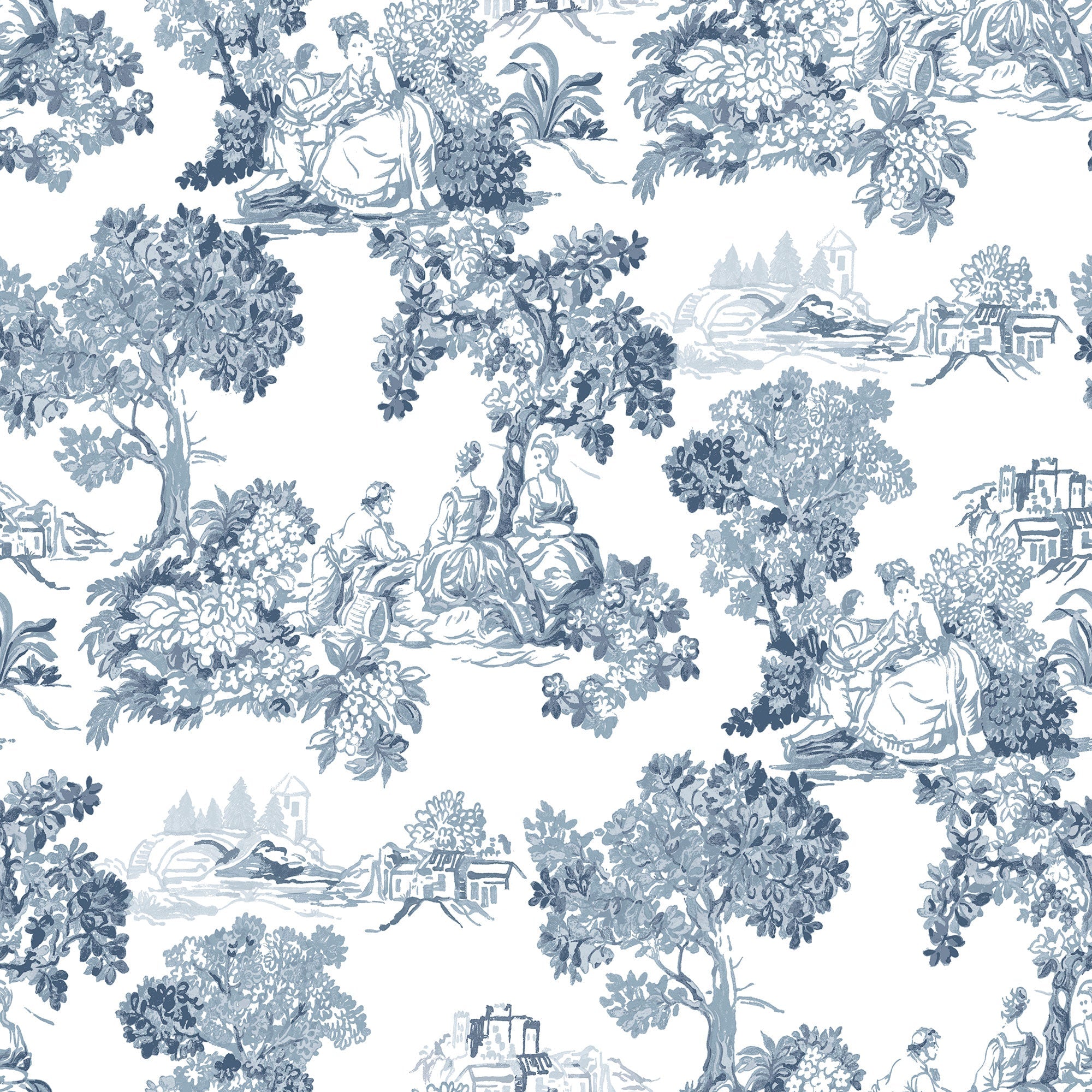 Toile Garden Blue Blooming Garden Wallpaper by Galerie