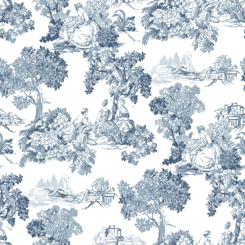 Toile Garden Blue Blooming Garden Wallpaper by Galerie