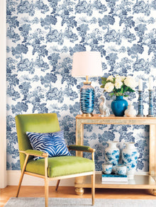 Toile Garden Blue Blooming Garden Wallpaper by Galerie
