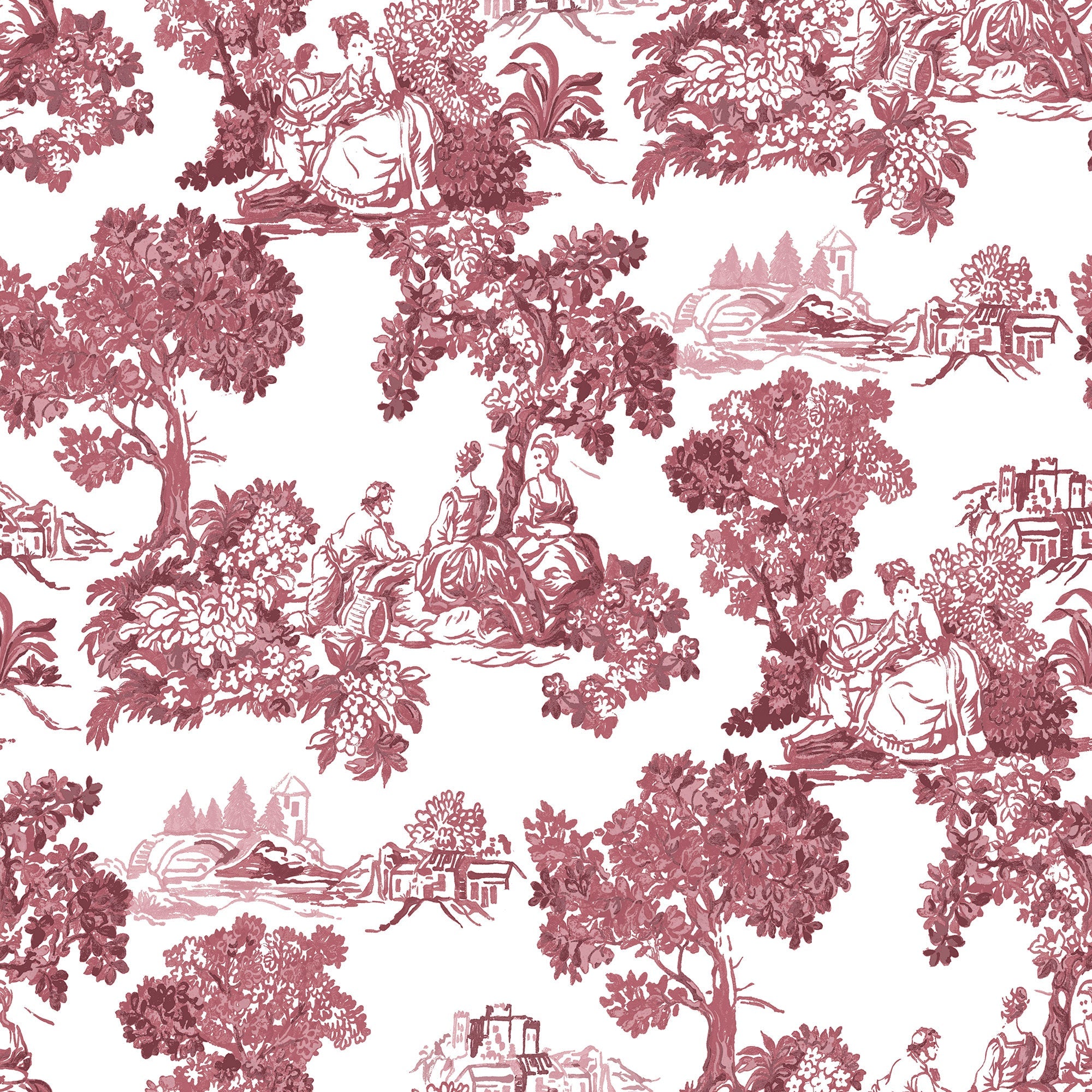 Toile Garden Red Blooming Garden Wallpaper by Galerie
