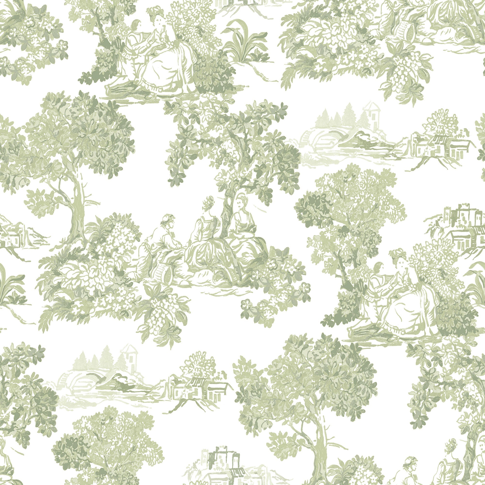 Toile Garden Green Blooming Garden Wallpaper by Galerie