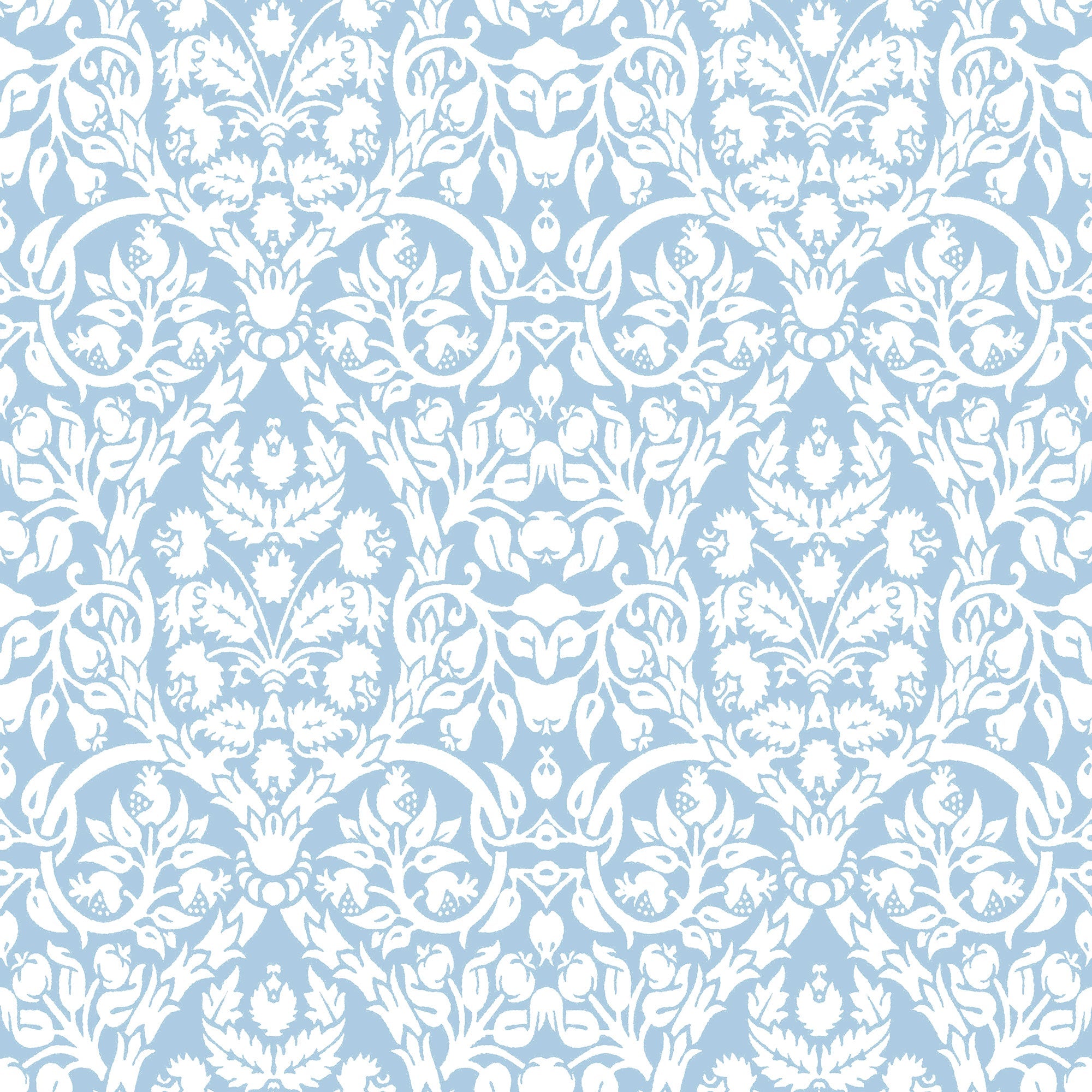 Damasco Garden Blue Blooming Garden Wallpaper by Galerie