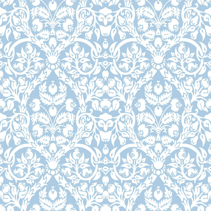 Damasco Garden Blue Blooming Garden Wallpaper by Galerie