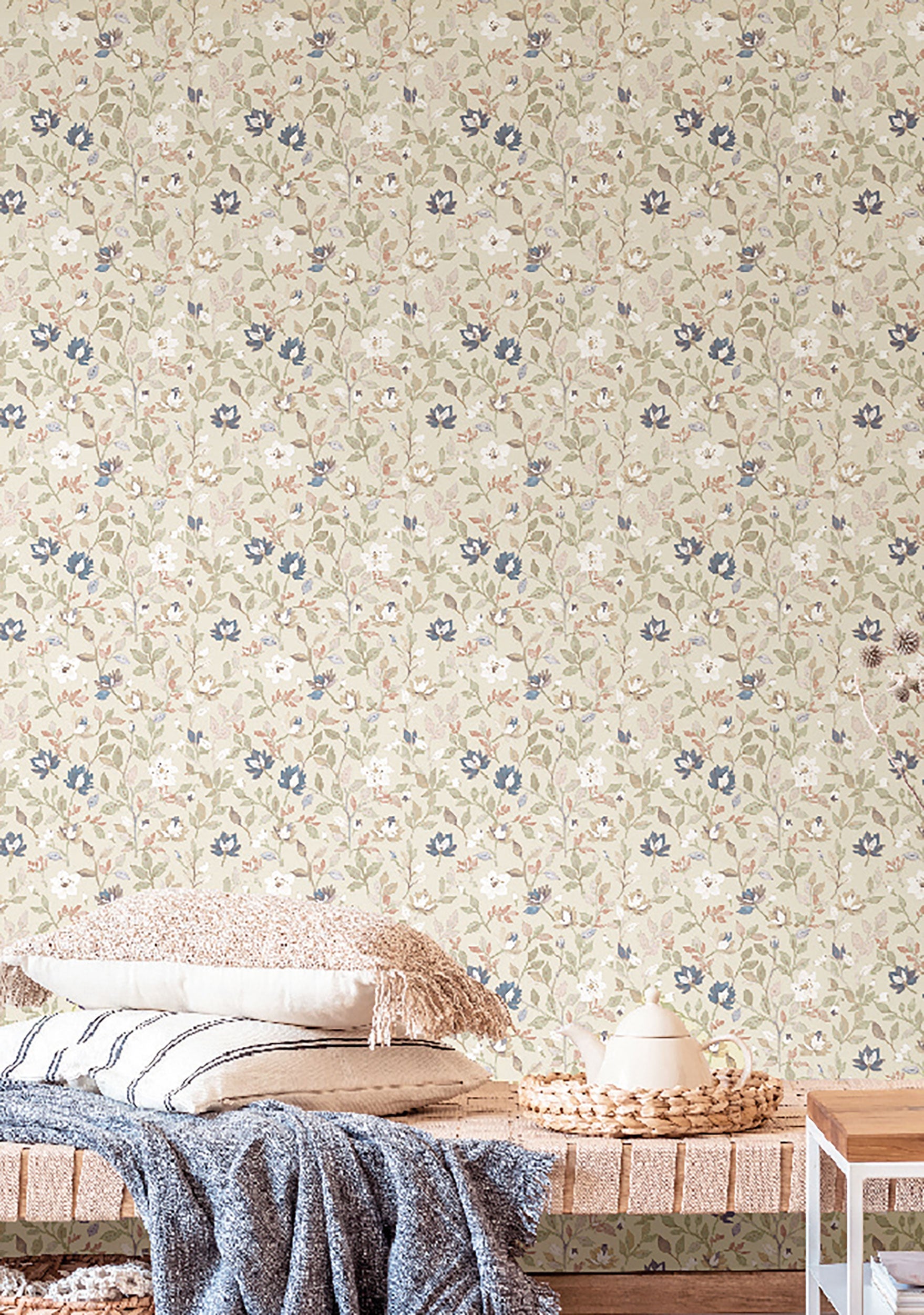 Tino Garden Beige Blooming Garden Wallpaper by Galerie
